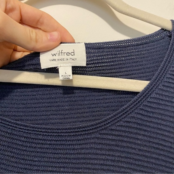 Wilfred by Aritzia Navy Blue Linen Blend Ribbed Sweater Large - Picture 5 of 8